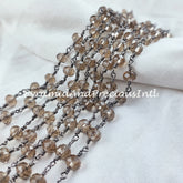 Smoky Quartz Beaded Rosary Chain, Rondelle Faceted 5.5-6mm Black Plated Chain, Jewelry Findings – SELLING BY FOOT